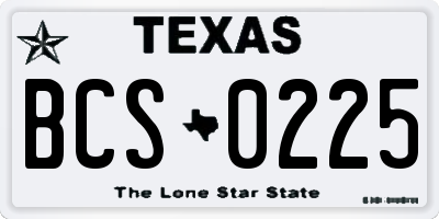 TX license plate BCS0225