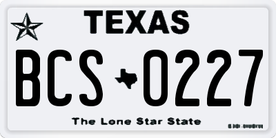 TX license plate BCS0227