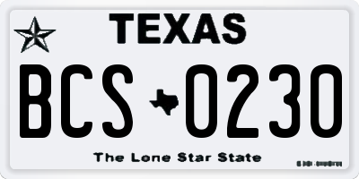 TX license plate BCS0230