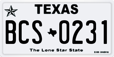 TX license plate BCS0231