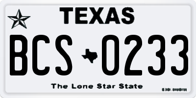 TX license plate BCS0233