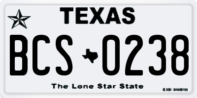 TX license plate BCS0238