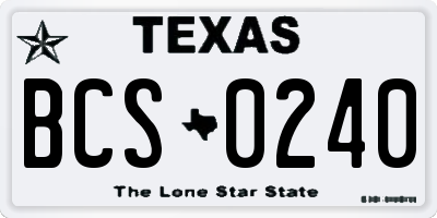 TX license plate BCS0240