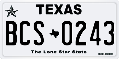 TX license plate BCS0243