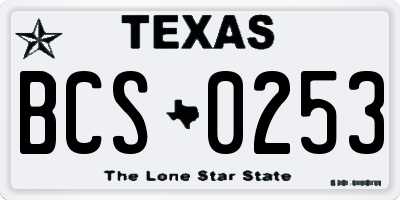 TX license plate BCS0253