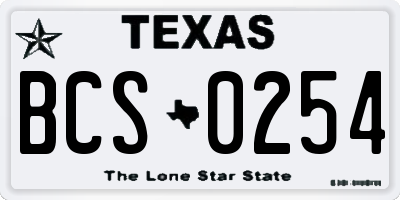 TX license plate BCS0254