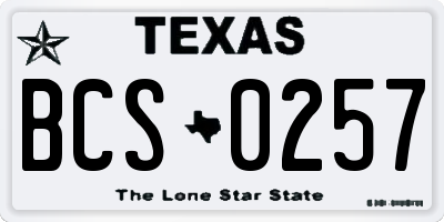 TX license plate BCS0257