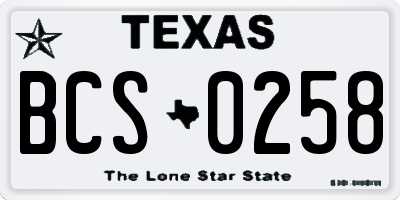 TX license plate BCS0258