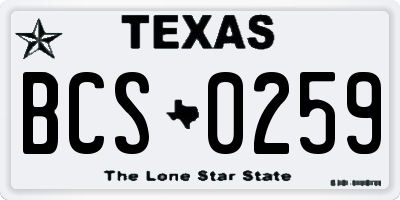 TX license plate BCS0259