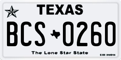 TX license plate BCS0260