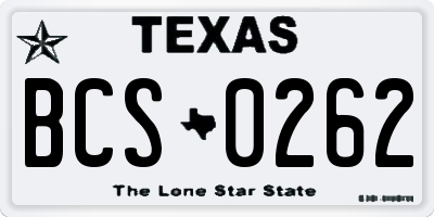TX license plate BCS0262