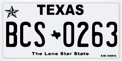 TX license plate BCS0263