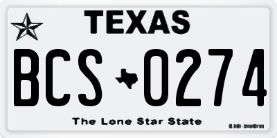 TX license plate BCS0274
