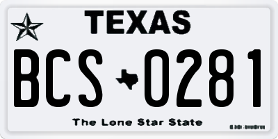 TX license plate BCS0281