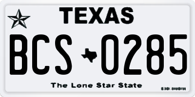 TX license plate BCS0285
