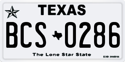 TX license plate BCS0286