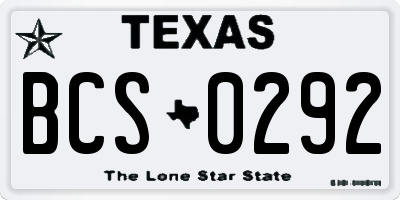 TX license plate BCS0292