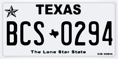 TX license plate BCS0294