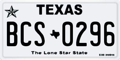 TX license plate BCS0296