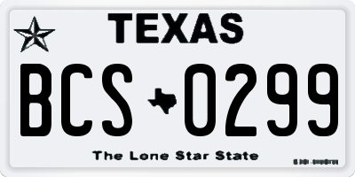 TX license plate BCS0299