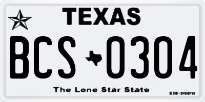 TX license plate BCS0304