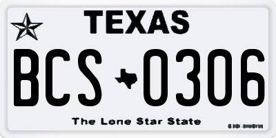TX license plate BCS0306