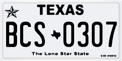 TX license plate BCS0307