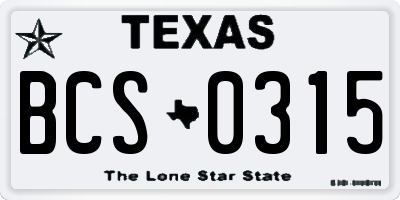 TX license plate BCS0315