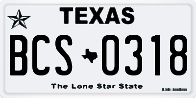 TX license plate BCS0318