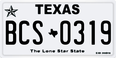 TX license plate BCS0319