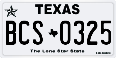 TX license plate BCS0325
