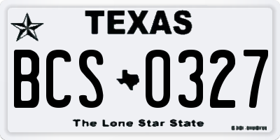 TX license plate BCS0327