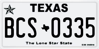 TX license plate BCS0335