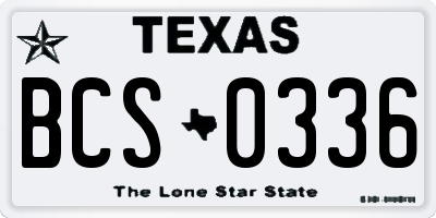 TX license plate BCS0336