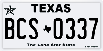 TX license plate BCS0337