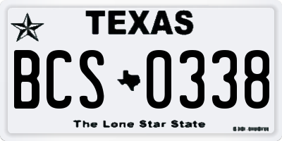 TX license plate BCS0338
