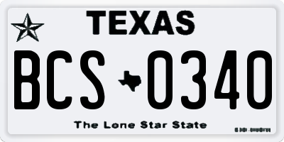 TX license plate BCS0340