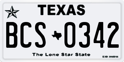 TX license plate BCS0342