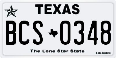 TX license plate BCS0348