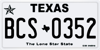 TX license plate BCS0352