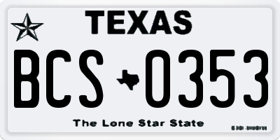 TX license plate BCS0353