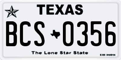 TX license plate BCS0356