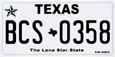 TX license plate BCS0358