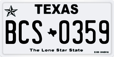 TX license plate BCS0359