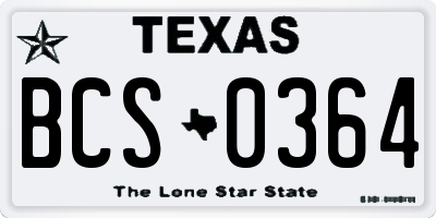 TX license plate BCS0364