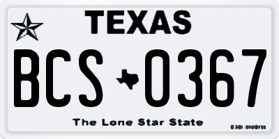 TX license plate BCS0367