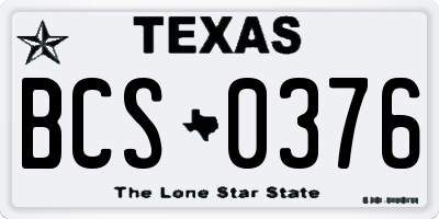 TX license plate BCS0376