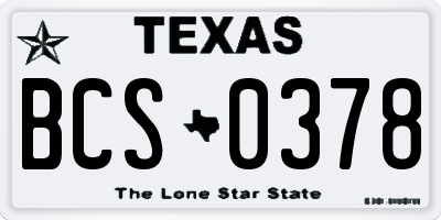 TX license plate BCS0378