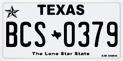 TX license plate BCS0379