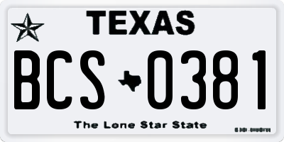 TX license plate BCS0381